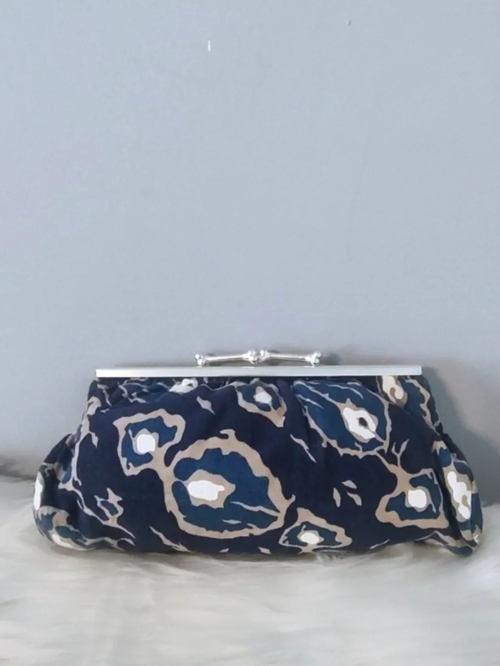 Vivienne Westwood bone kisslock suede clutch w/COA RARE EUC